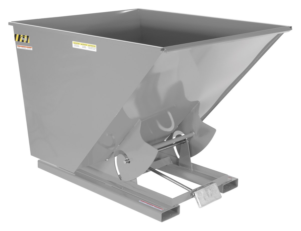 Vestil Steel Heavy Duty Self Dumping Hopper - 2 Cubic Yard 6000 lb - Machine Gray