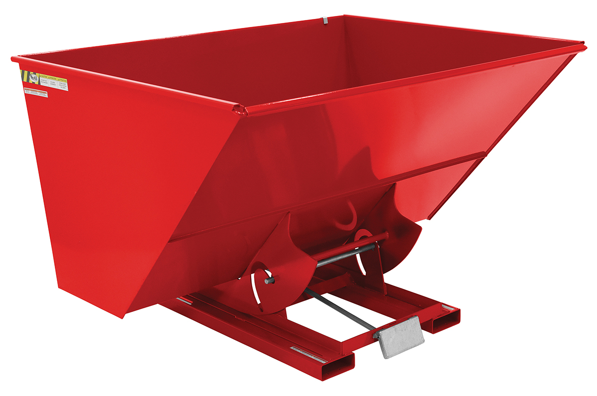 Vestil Steel Light Duty Self Dumping Hopper - 3 Cubic Yard 2000 lb - Soda Red