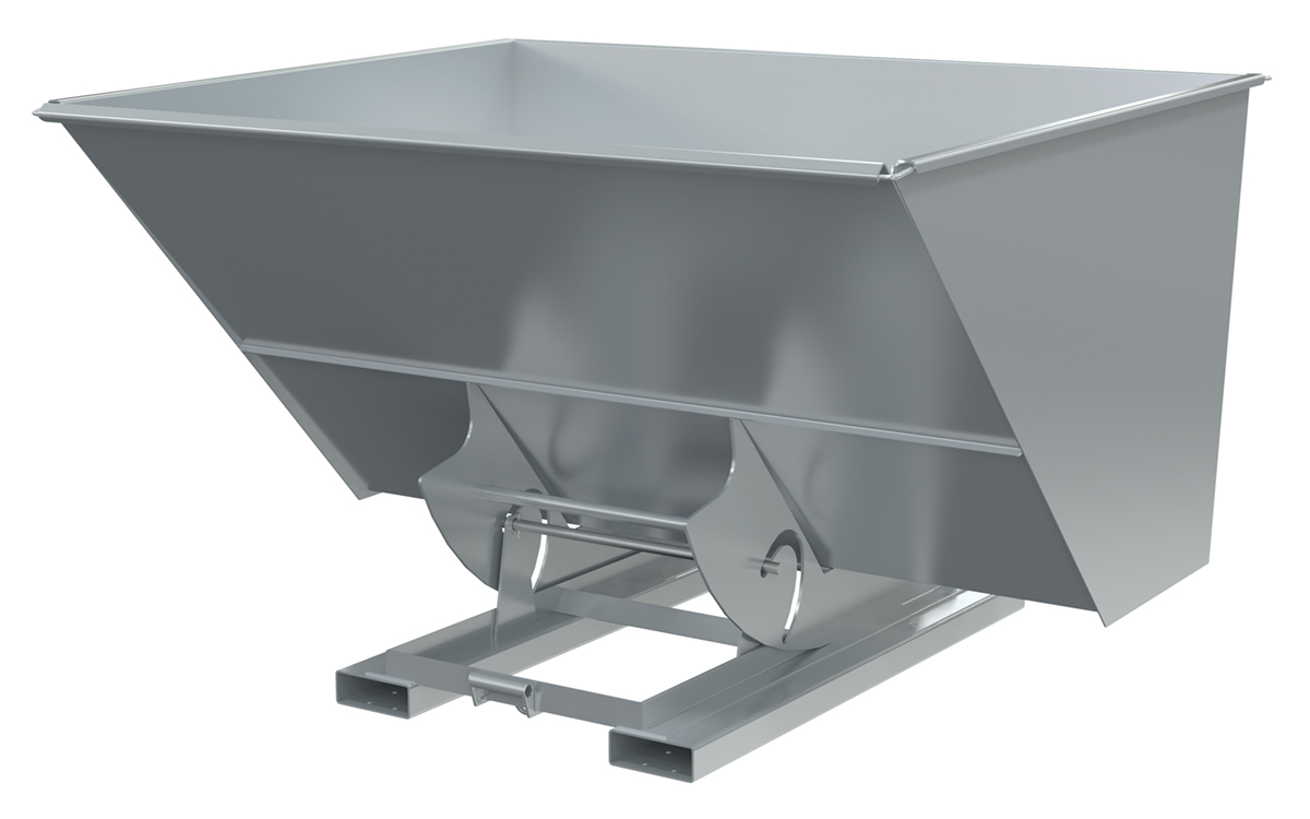 Vestil Steel Medium Duty No Bump and Dump Hopper - 3 Cubic Yard 4000 lb - Silver