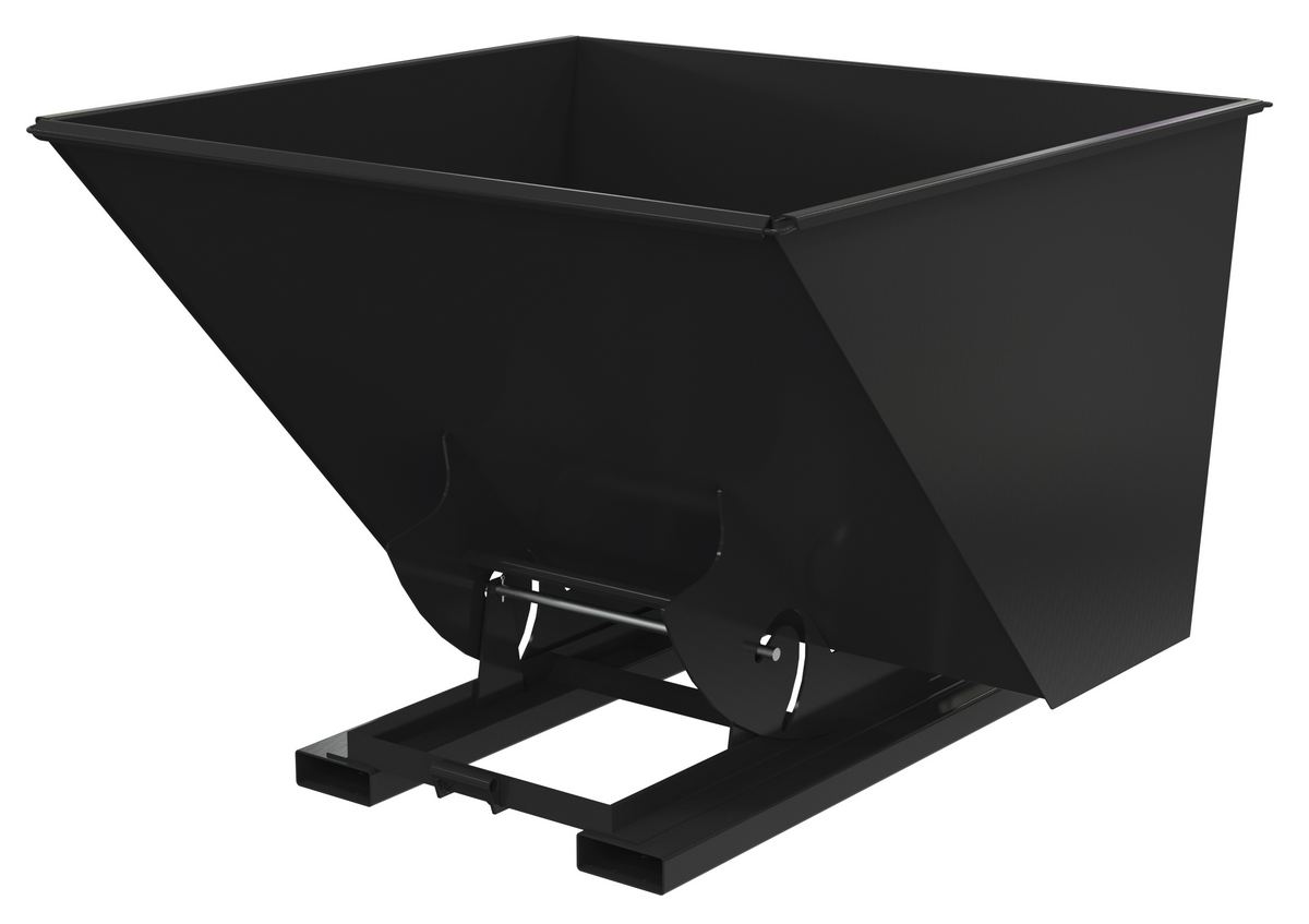 Vestil Steel Light Duty No Bump and Dump Hopper - 2-1/2 Cubic Yard 2000 lb - Semi Gloss Black