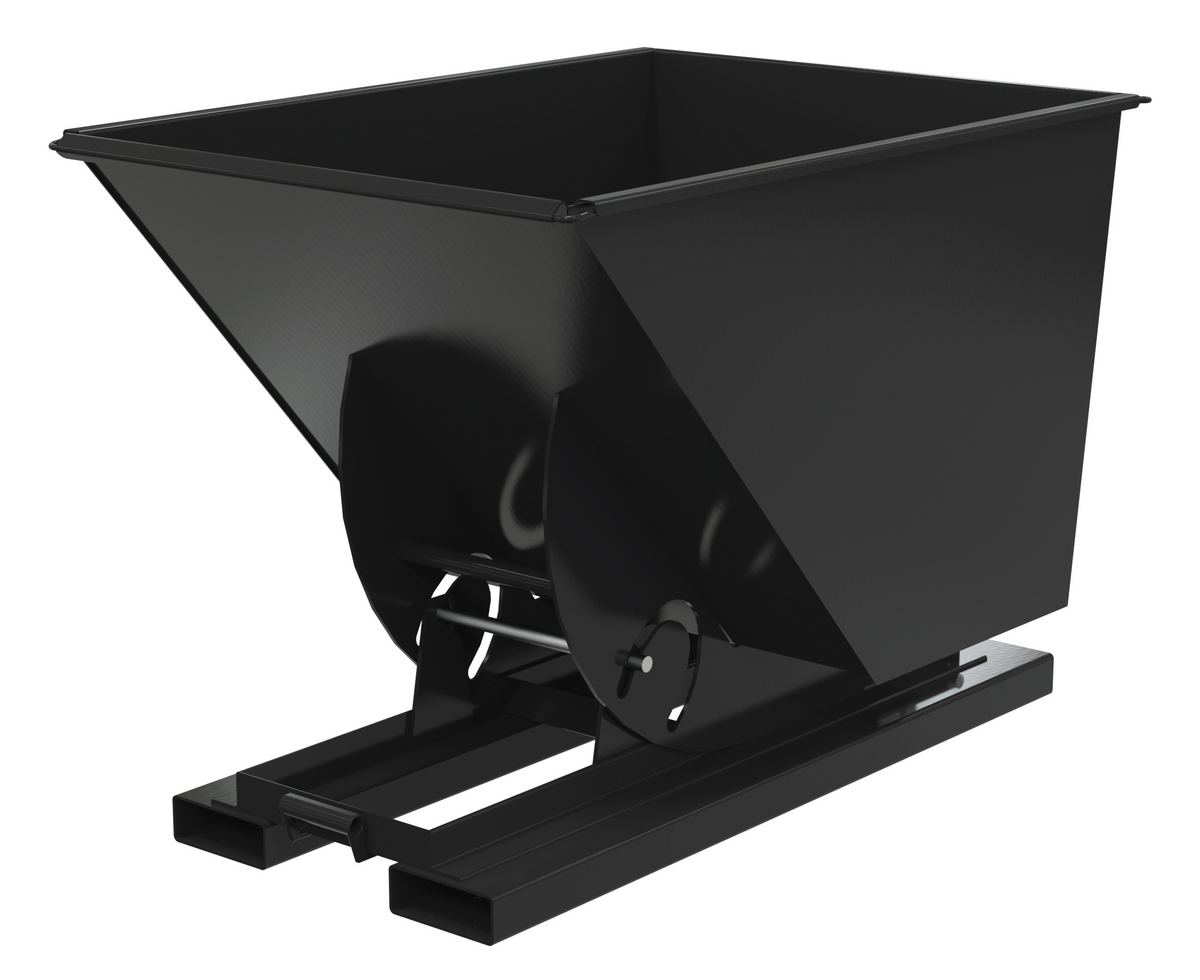 Vestil Steel Light Duty No Bump and Dump Hopper - 1 Cubic Yard 2000 lb - Semi Gloss Black