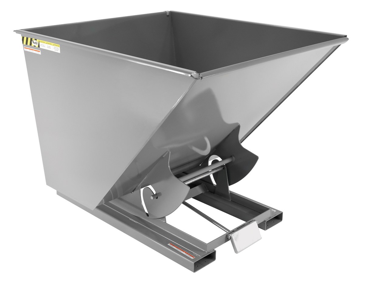 Vestil Steel Heavy Duty Self Dumping Hopper - 2 Cubic Yard 6000 lb - Battleship Gray