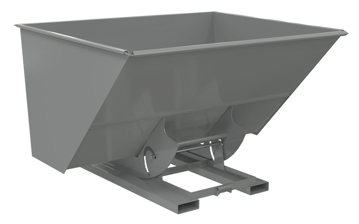 Vestil Steel Heavy Duty No Bump and Dump Hopper - 3 Cubic Yard 6000 lb - Battleship Gray