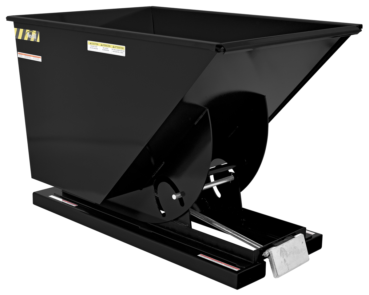 Vestil Steel Medium Duty Self Dumping Hopper - 1 Cubic Yard 4000 lb - Semi Gloss Black