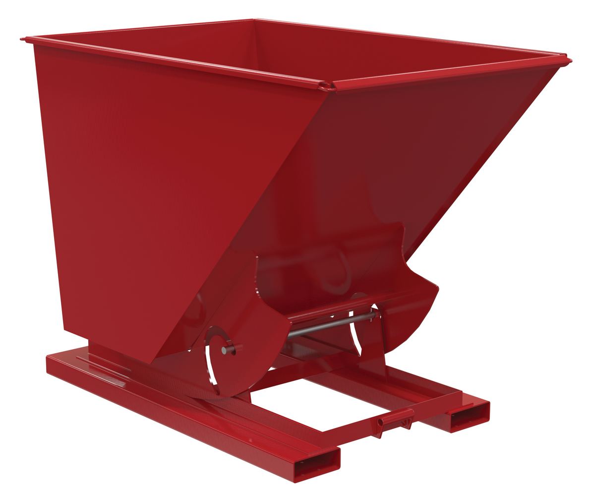 Vestil Steel Heavy Duty No Bump and Dump Hopper - 1-1/2 Cubic Yard 6000 lb - Soda Red