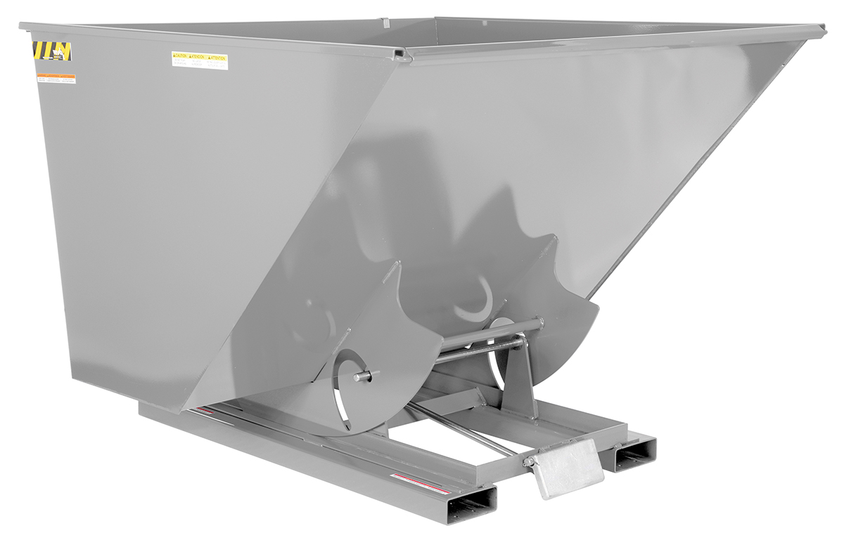 Vestil Steel Heavy Duty Self Dumping Hopper - 2-1/2 Cubic Yard 6000 lb - Silver Lining