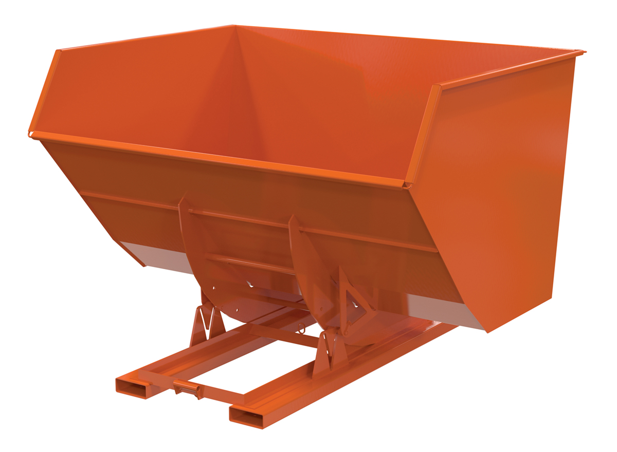 Vestil Steel Heavy Duty No Bump and Dump Hopper - 5 Cubic Yard 6000 lb - Orange