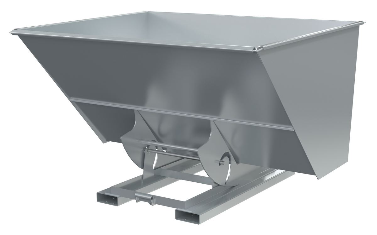 Vestil Steel Heavy Duty No Bump and Dump Hopper - 3 Cubic Yard 6000 lb - Silver