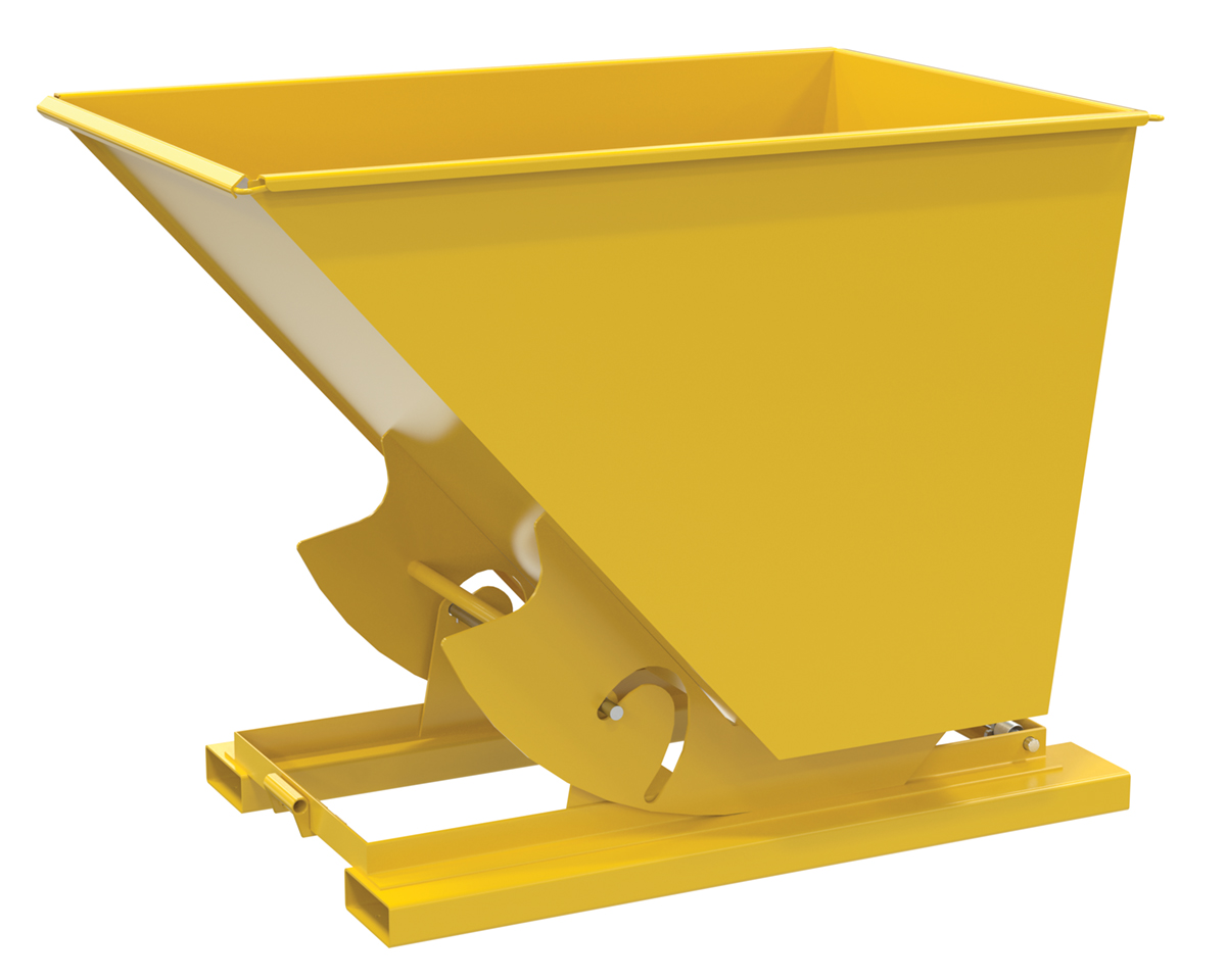 Vestil Steel Medium Duty No Bump and Dump Hopper - 1-1/2 Cubic Yard 4000 lb - Yellow