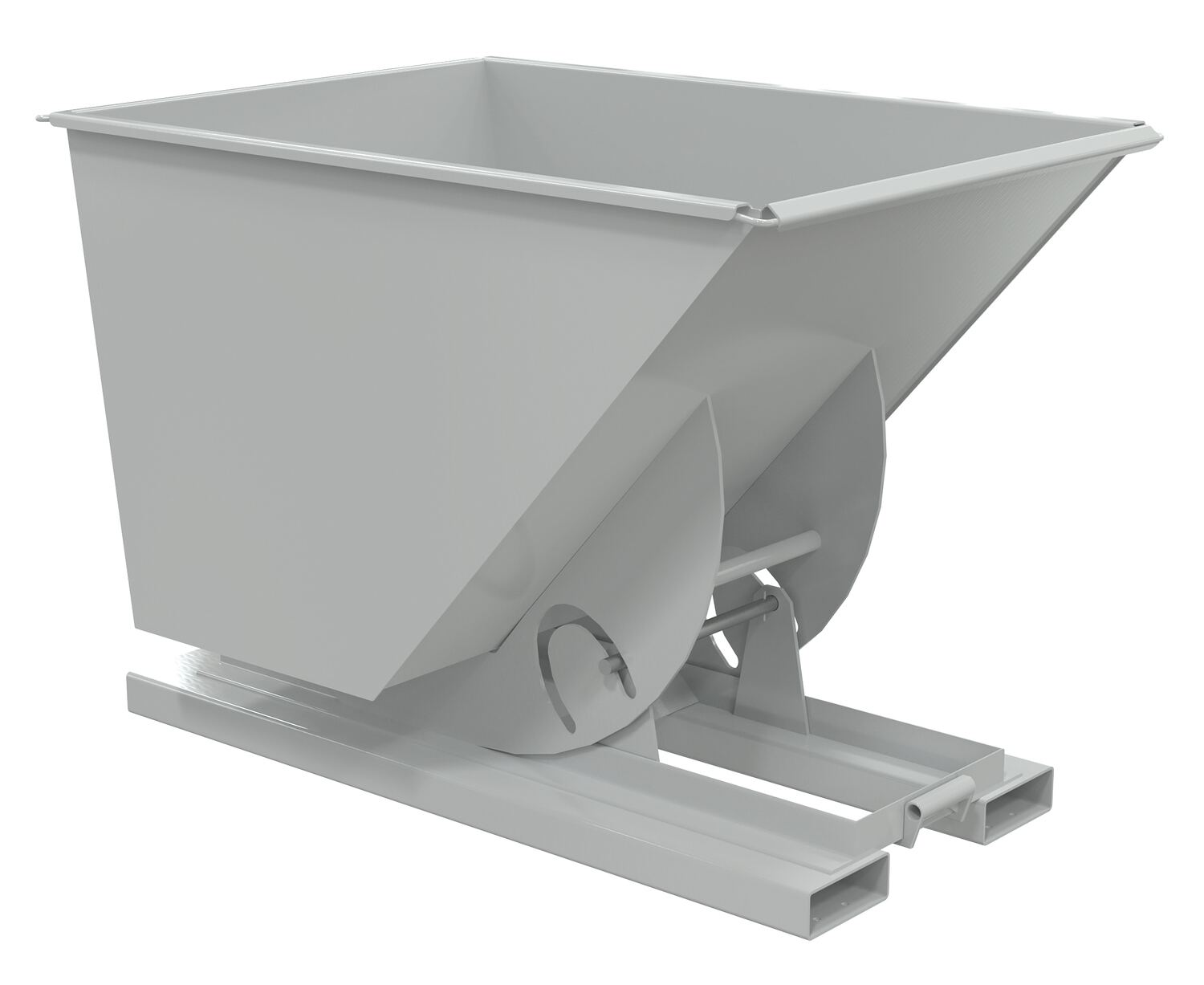 Vestil Steel Light Duty No Bump and Dump Hopper - 1 Cubic Yard 2000 lb - Machine Gray