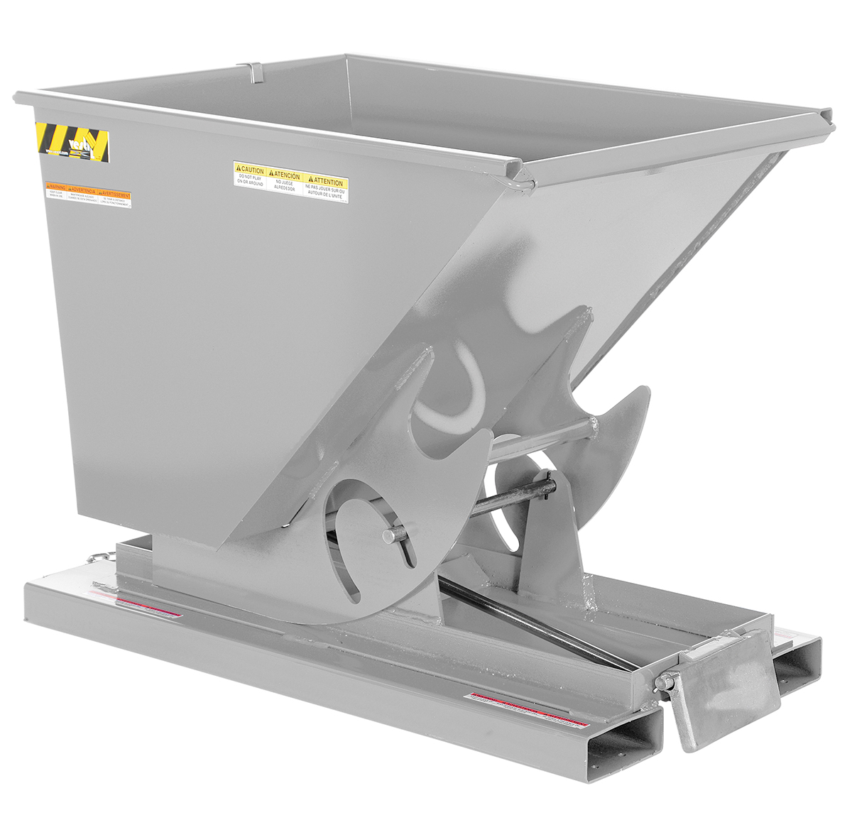 Vestil Steel Heavy Duty Self Dumping Hopper - 1/2 Cubic Yard 6000 lb - Silver Lining