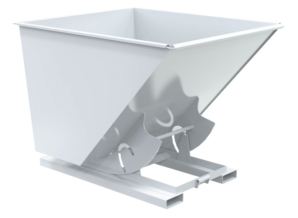 Vestil Steel Heavy Duty No Bump and Dump Hopper - 2 Cubic Yard 6000 lb - White