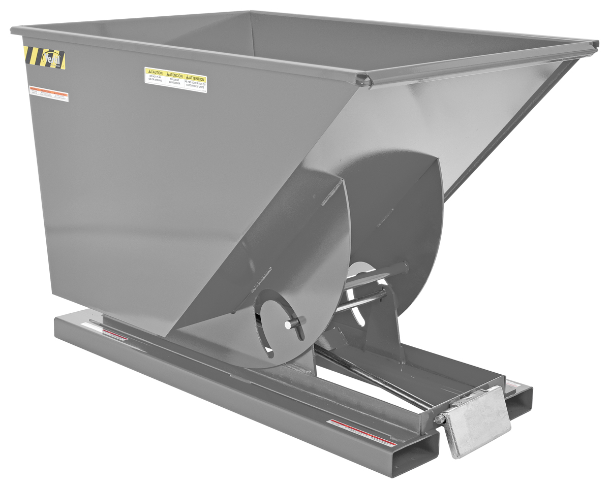 Vestil Steel Medium Duty Self Dumping Hopper - 1 Cubic Yard 4000 lb - Machine Gray