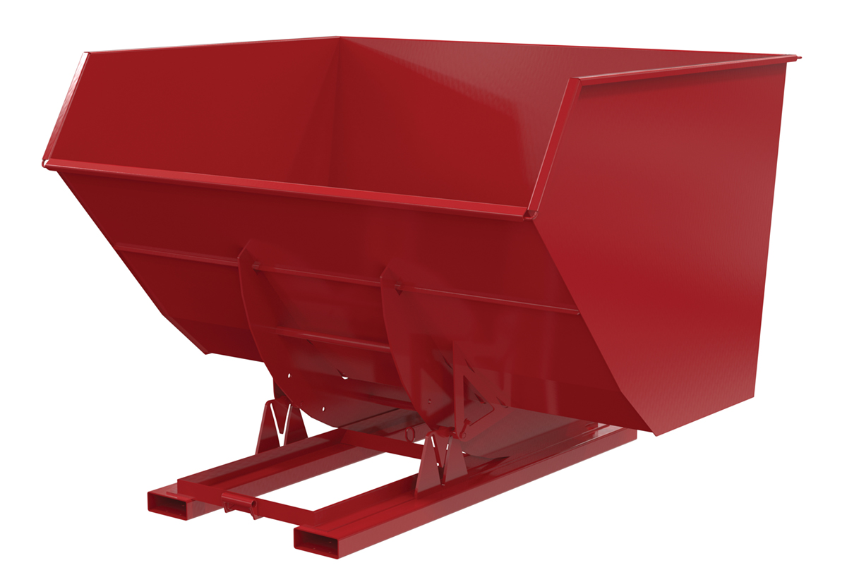 Vestil Steel Heavy Duty No Bump and Dump Hopper - 5 Cubic Yard 6000 lb - Soda Red