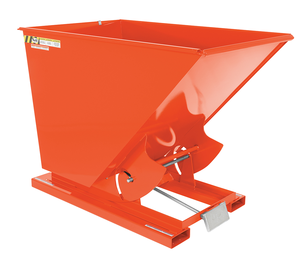 Vestil Steel Heavy Duty Self Dumping Hopper - 1-1/2 Cubic Yard 6000 lb - Orange