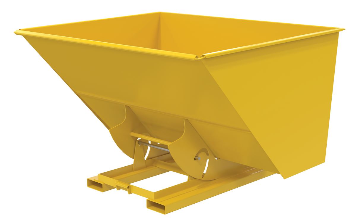 Vestil Steel Heavy Duty No Bump and Dump Hopper - 3 Cubic Yard 6000 lb - Yellow