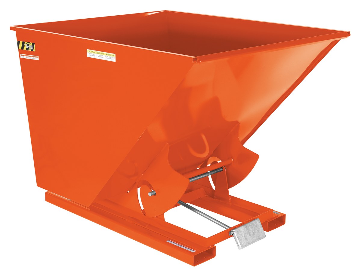 Vestil Steel Heavy Duty Self Dumping Hopper - 2 Cubic Yard 6000 lb - Orange