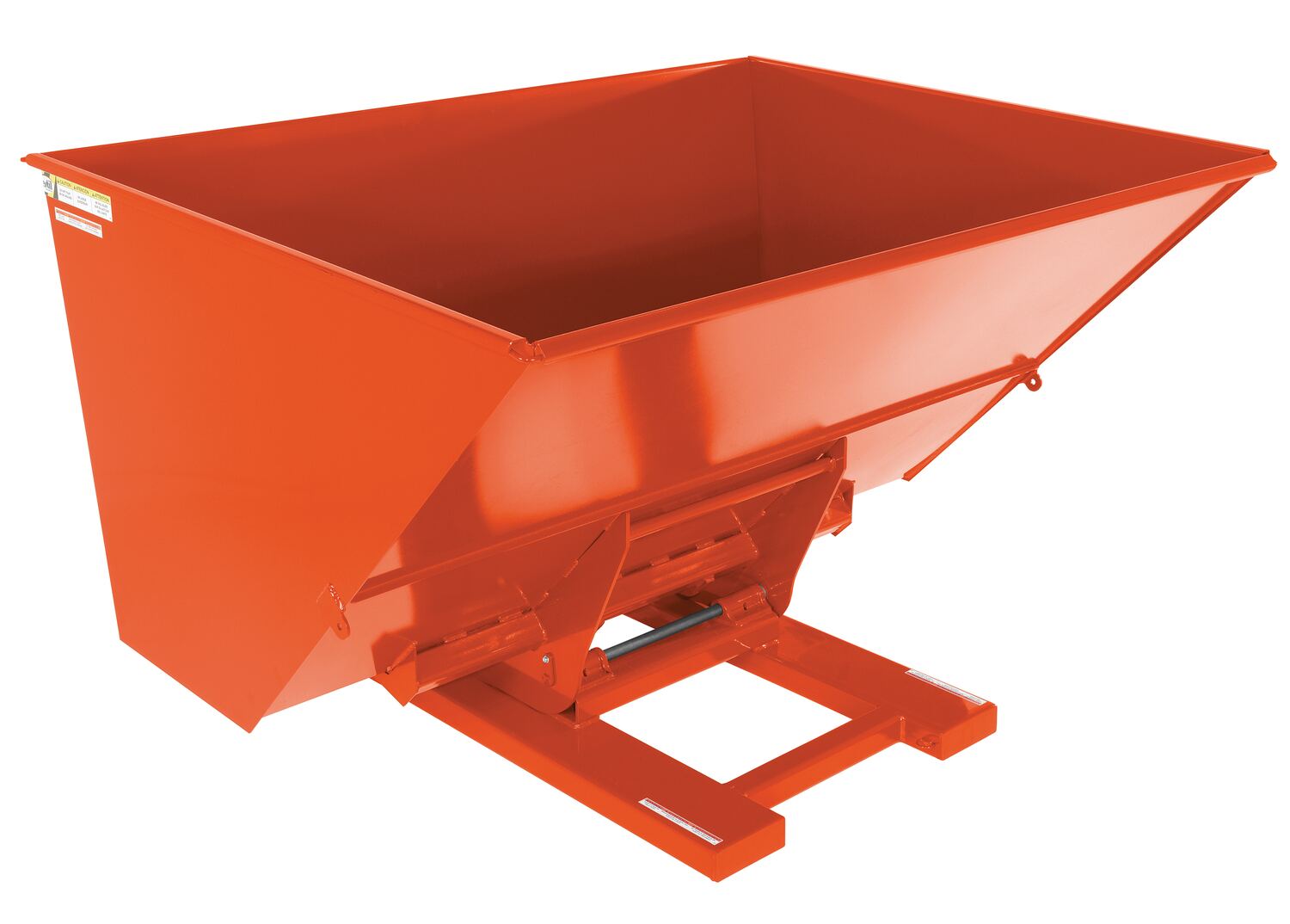 Vestil Steel Heavy Duty Hydraulic Dumping Hopper - 3 Cubic Yard 6,000 lb - Orange