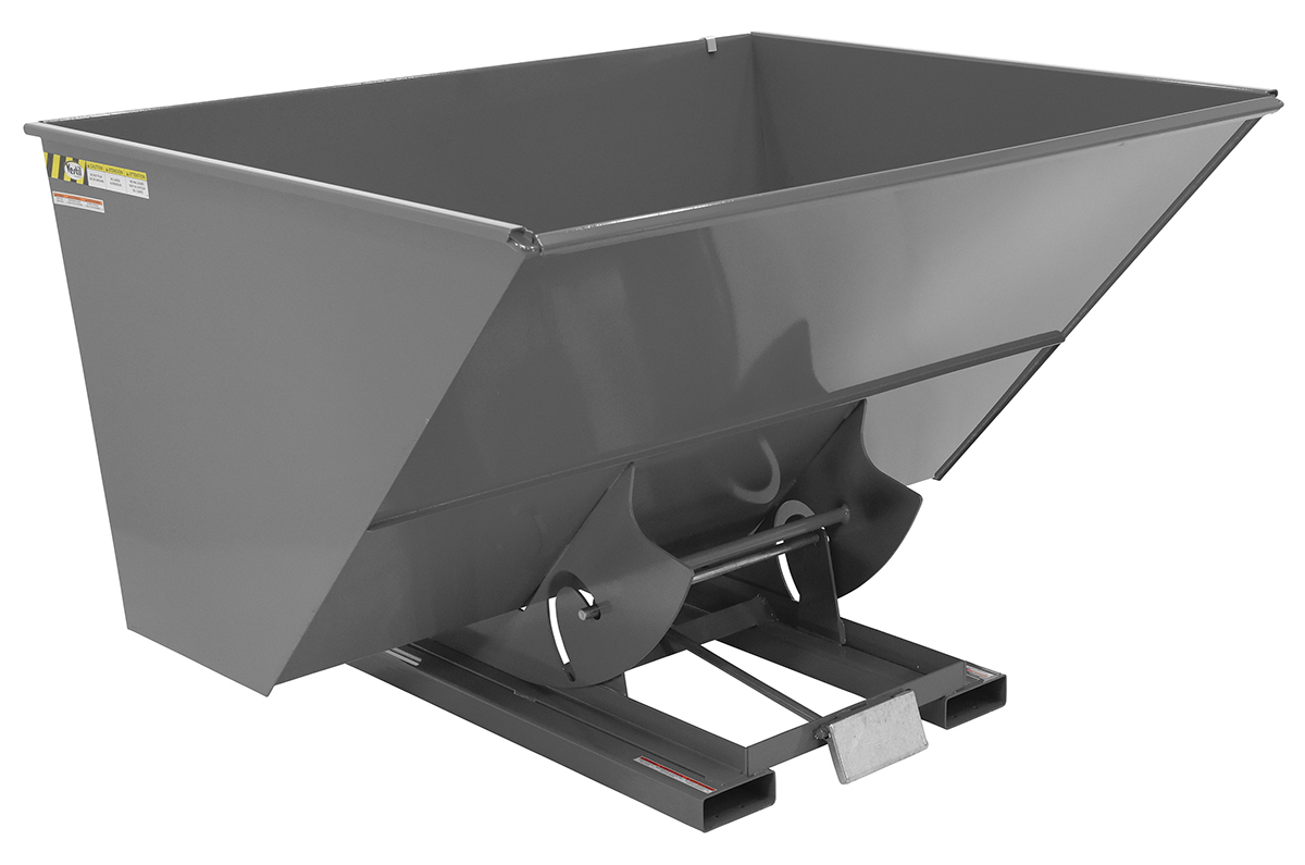 Vestil Steel Light Duty Self Dumping Hopper - 3 Cubic Yard 2000 lb - Battleship Gray