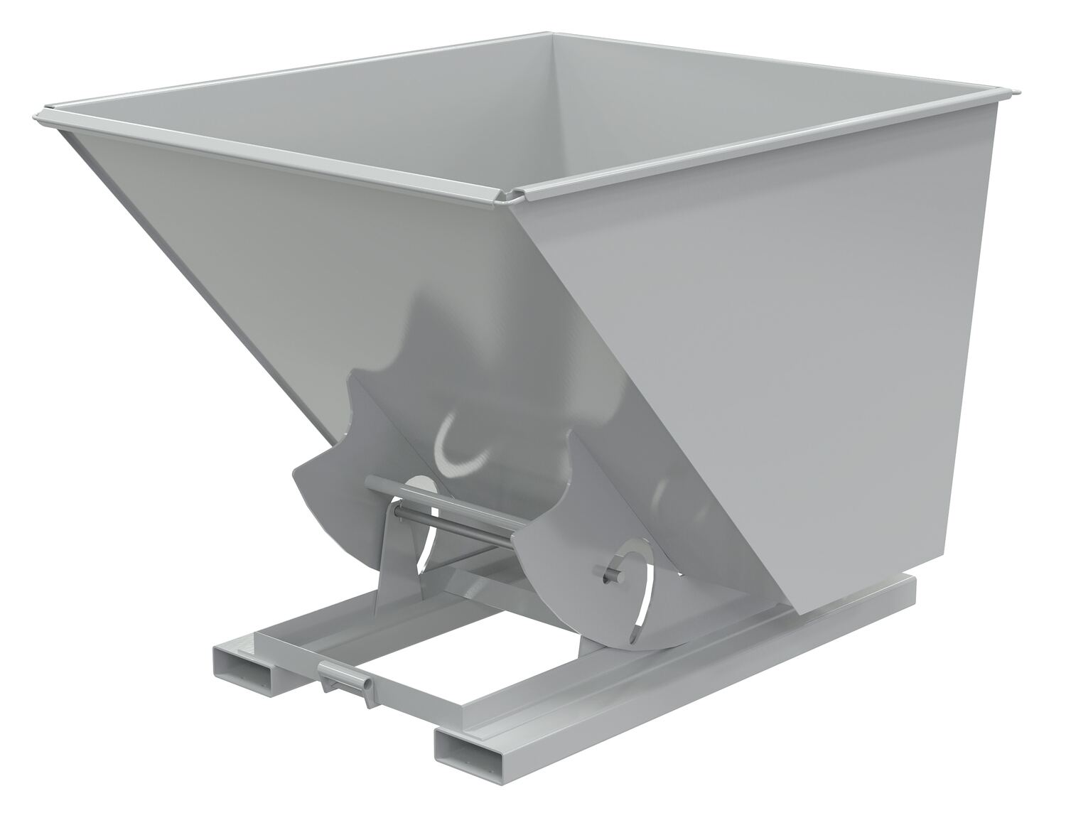 Vestil Steel Light Duty No Bump and Dump Hopper - 2 Cubic Yard 2000 lb - Machine Gray