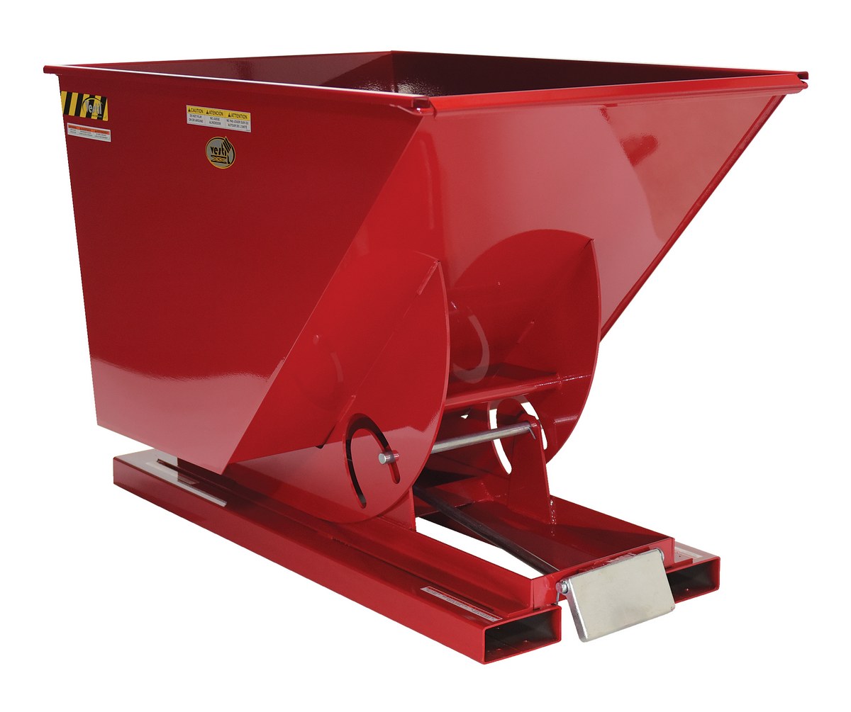 Vestil Steel Heavy Duty Self Dumping Hopper - 1 Cubic Yard 6000 lb - Red