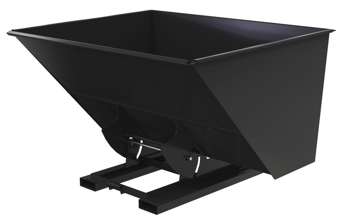 Vestil Steel Light Duty No Bump and Dump Hopper - 3 Cubic Yard 2000 lb - Semi Gloss Black