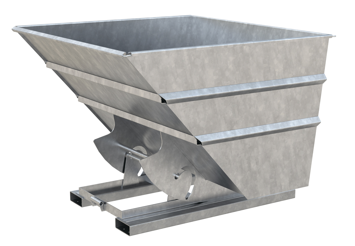Vestil Steel Heavy Duty No Bump and Dump Hopper - 2-1/2 Cubic Yard 6000 lb - Galvanized