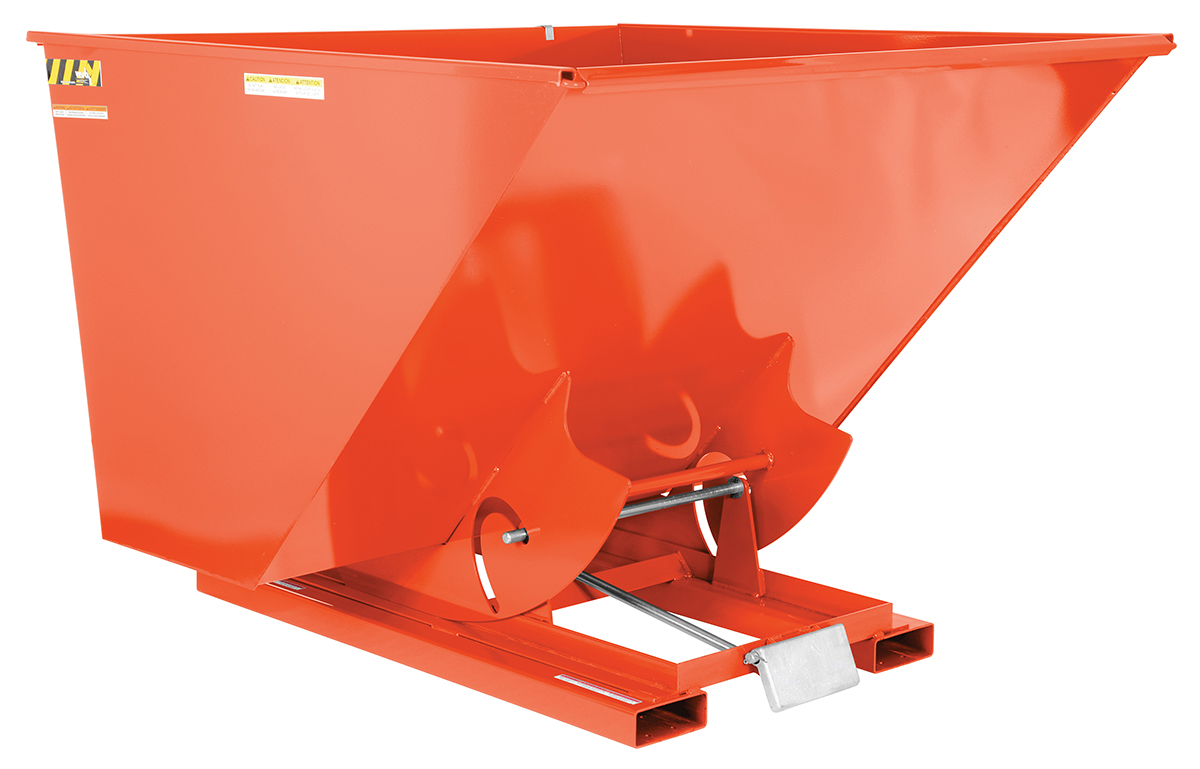 Vestil Steel Light Duty Self Dumping Hopper - 2-1/2 Cubic Yard 2000 lb - Orange