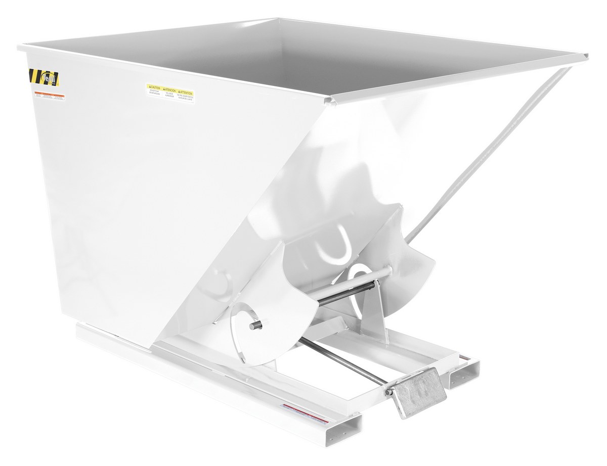 Vestil Steel Heavy Duty Self Dumping Hopper - 2 Cubic Yard 6000 lb - White