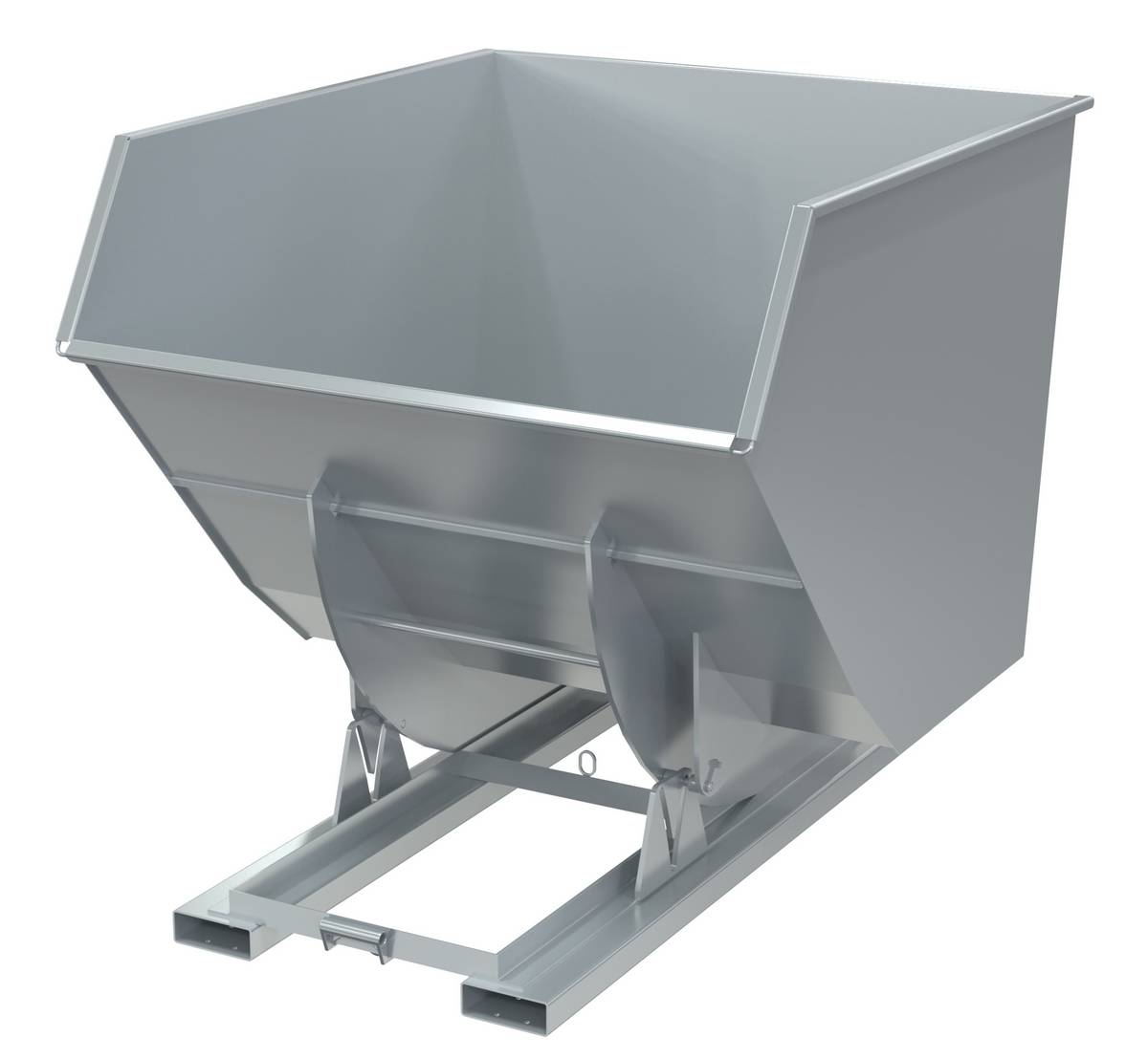 Vestil Steel Heavy Duty No Bump and Dump Hopper - 3-1/2 Cubic Yard 6000 lb - Silver