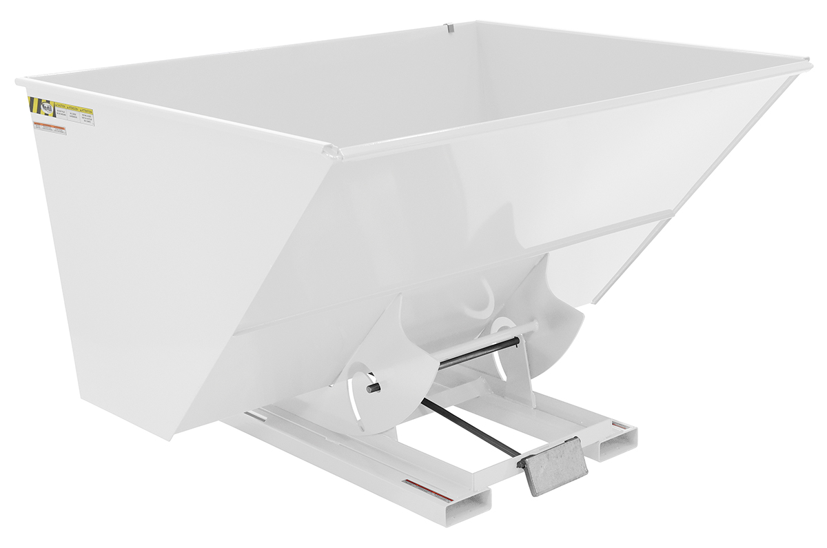 Vestil Steel Heavy Duty Self Dumping Hopper - 3 Cubic Yard 6000 lb - White