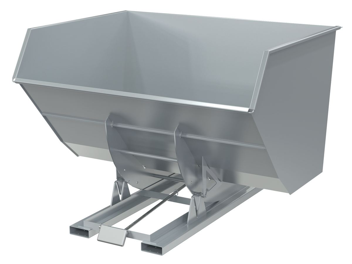Vestil Steel Heavy Duty Self Dumping Hopper - 5 Cubic Yard 6000 lb - Silver Lining