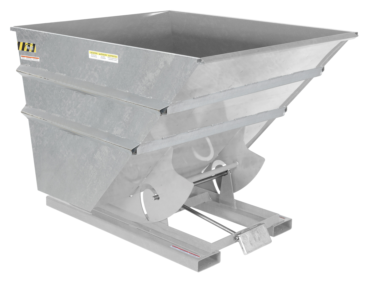 Vestil Steel Heavy Duty Self Dumping Hopper - 2-1/2 Cubic Yard 6000 lb - Galvanized
