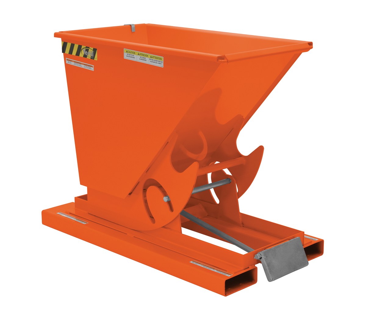 Vestil Steel Heavy Duty Self Dumping Hopper - 1/3 Cubic Yard 6000 lb - Orange