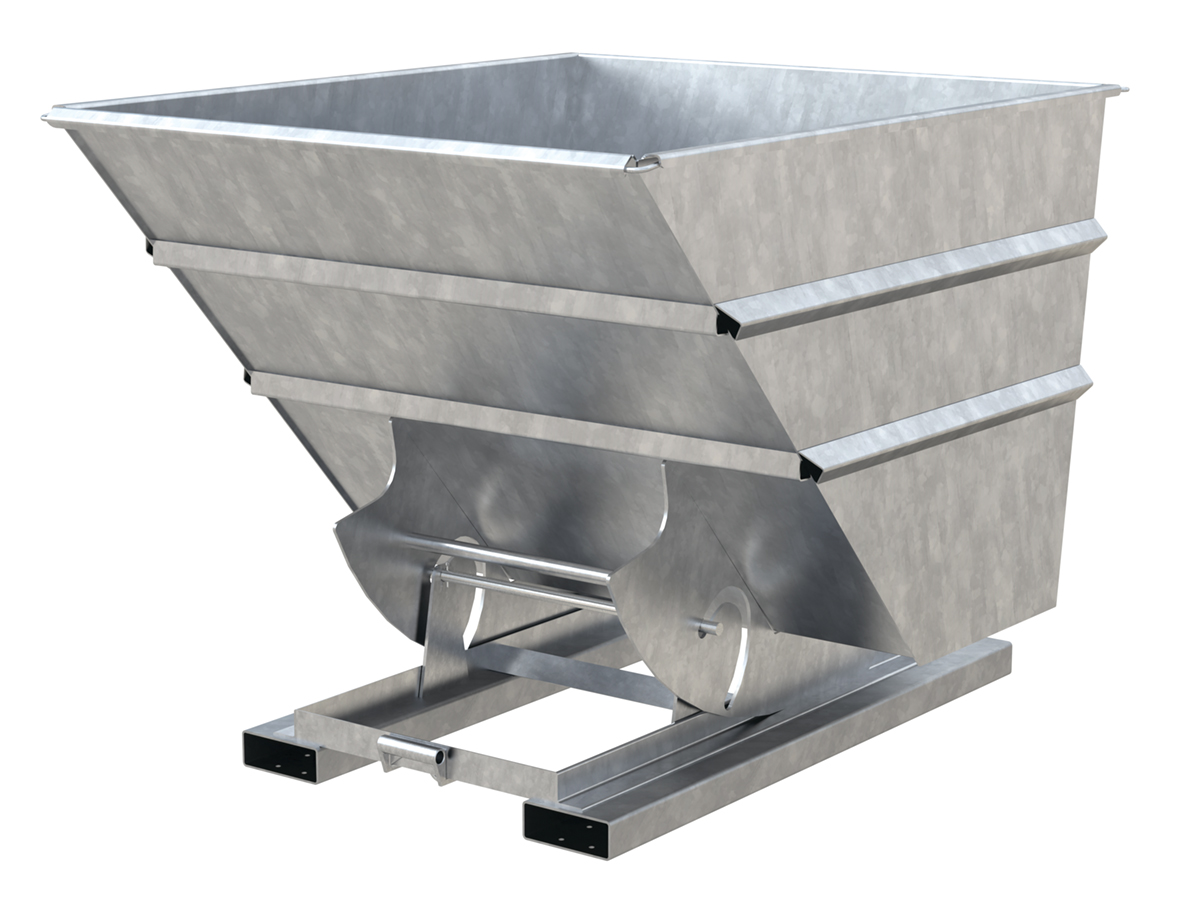 Vestil Steel Heavy Duty No Bump and Dump Hopper - 2 Cubic Yard 6000 lb - Galvanized