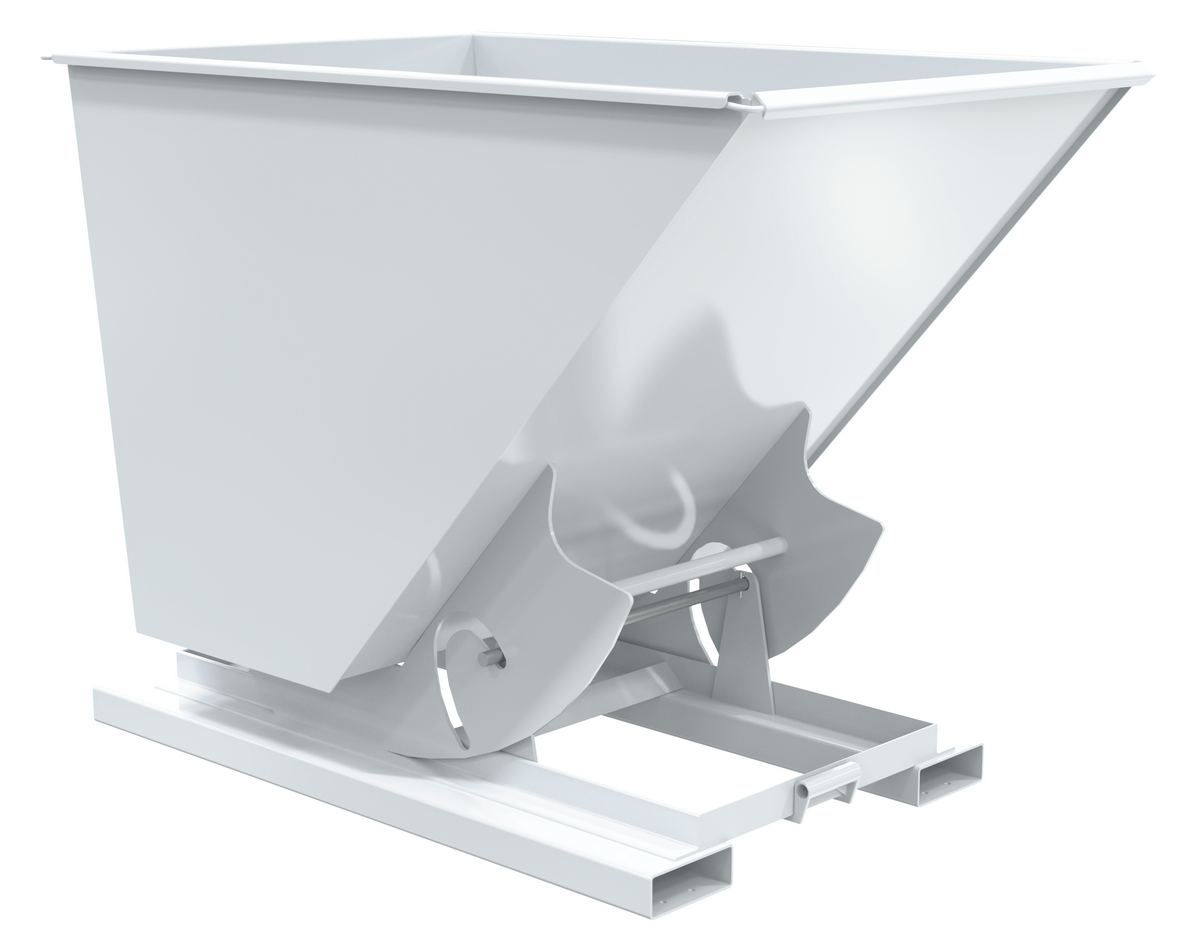 Vestil Steel Light Duty No Bump and Dump Hopper - 1-1/2 Cubic Yard 2000 lb - White