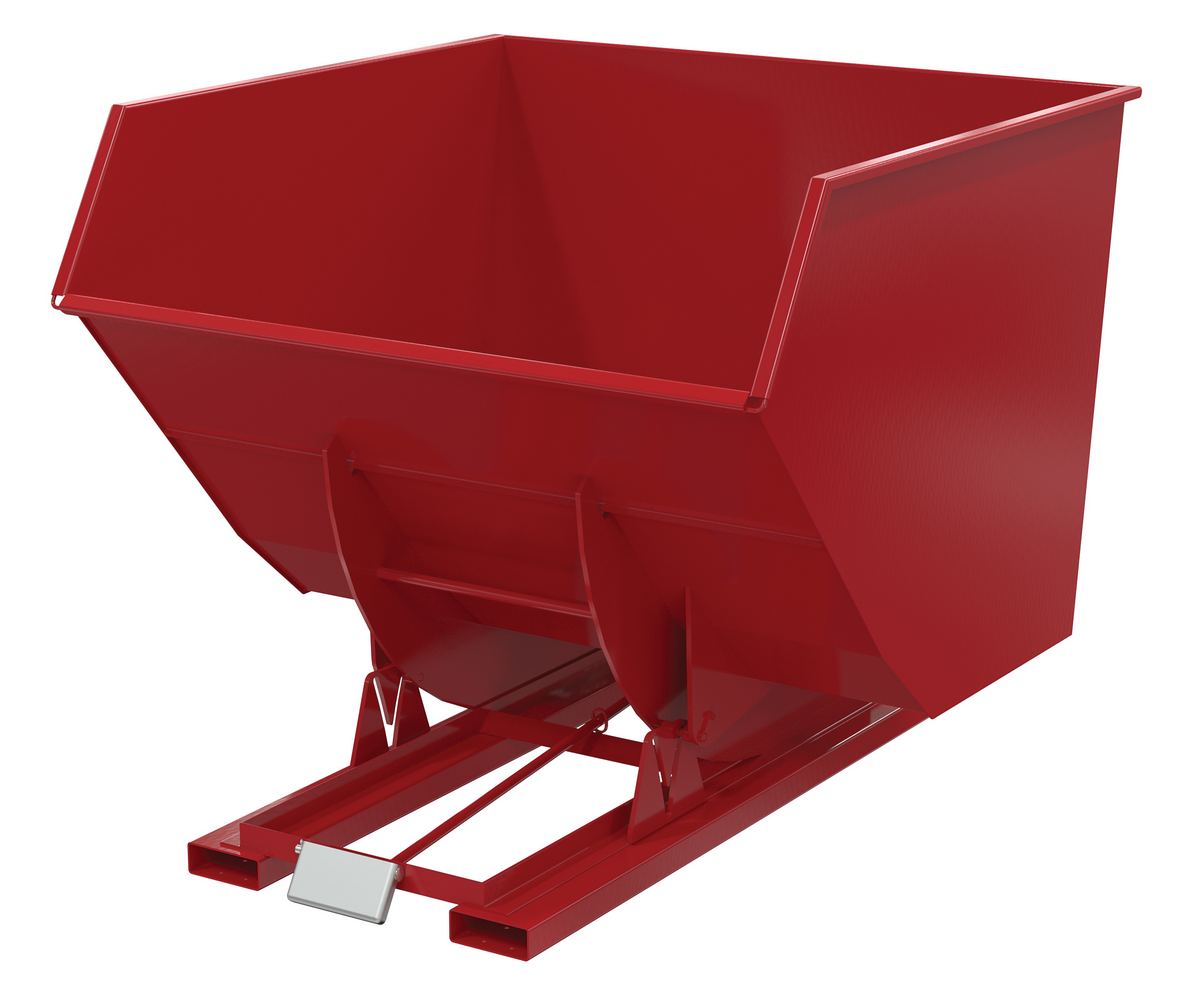 Vestil Steel Heavy Duty Self Dumping Hopper - 4 Cubic Yard 6000 lb - Red