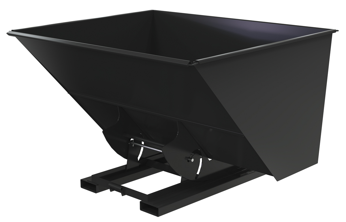 Vestil Steel Medium Duty No Bump and Dump Hopper - 3 Cubic Yard 4000 lb - Semi Gloss Black