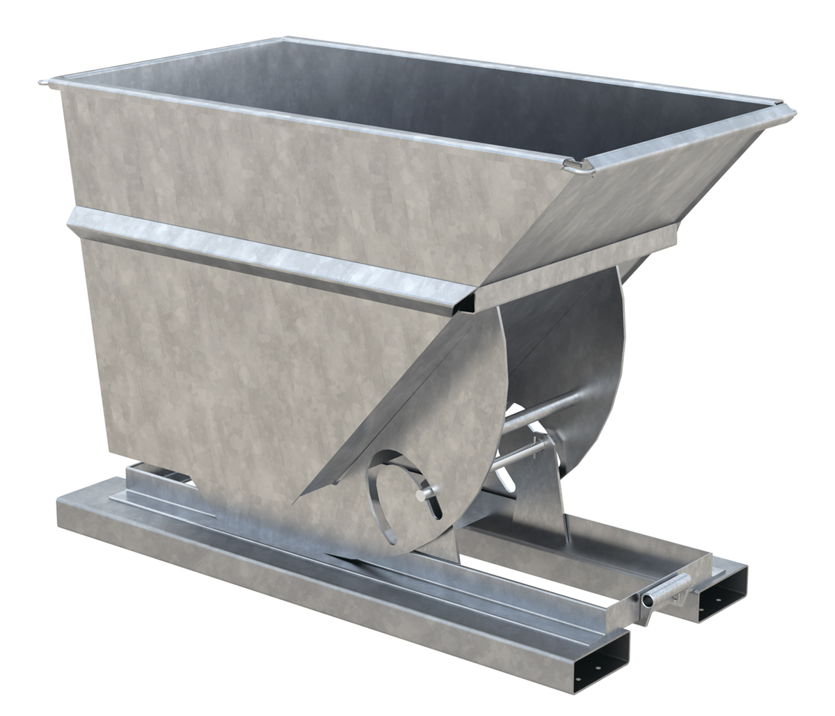 Vestil Steel Heavy Duty No Bump and Dump Hopper - 3/4 Cubic Yard 6000 lb - Galvanized
