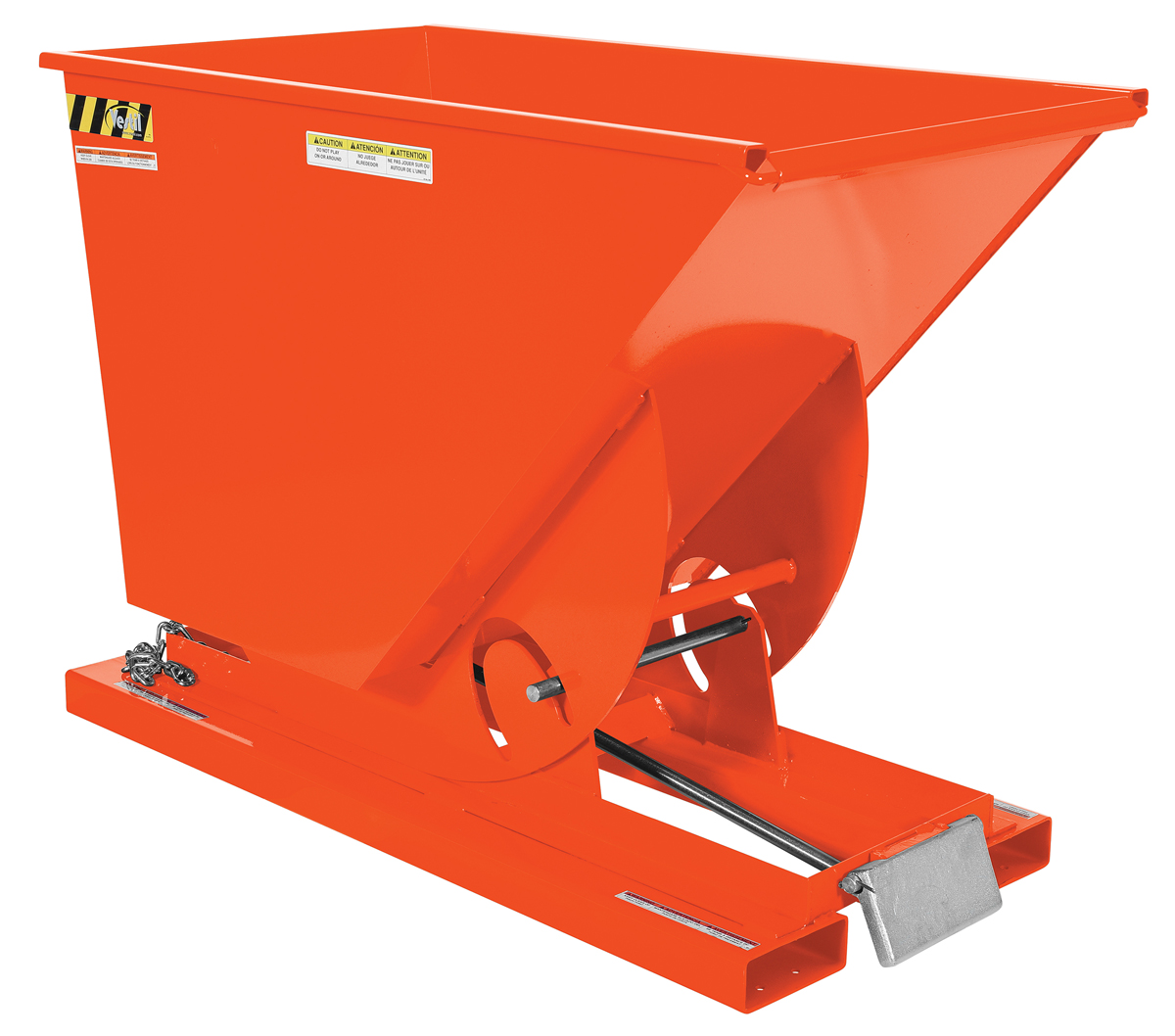 Vestil Steel Light Duty Self Dumping Hopper - 3/4 Cubic Yard 2000 lb - Orange