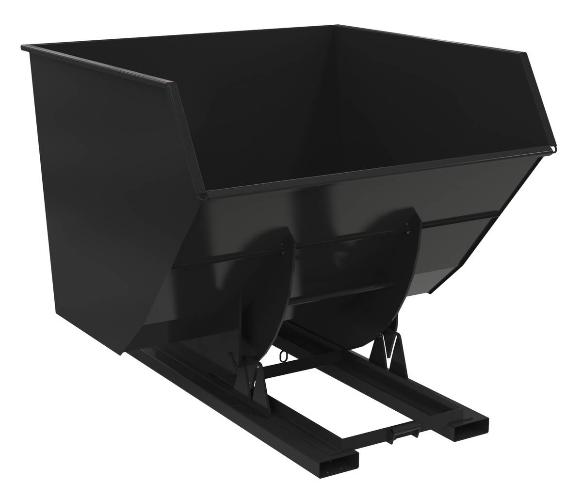 Vestil Steel Heavy Duty No Bump and Dump Hopper - 4 Cubic Yard 6000 lb - Semi Gloss Black
