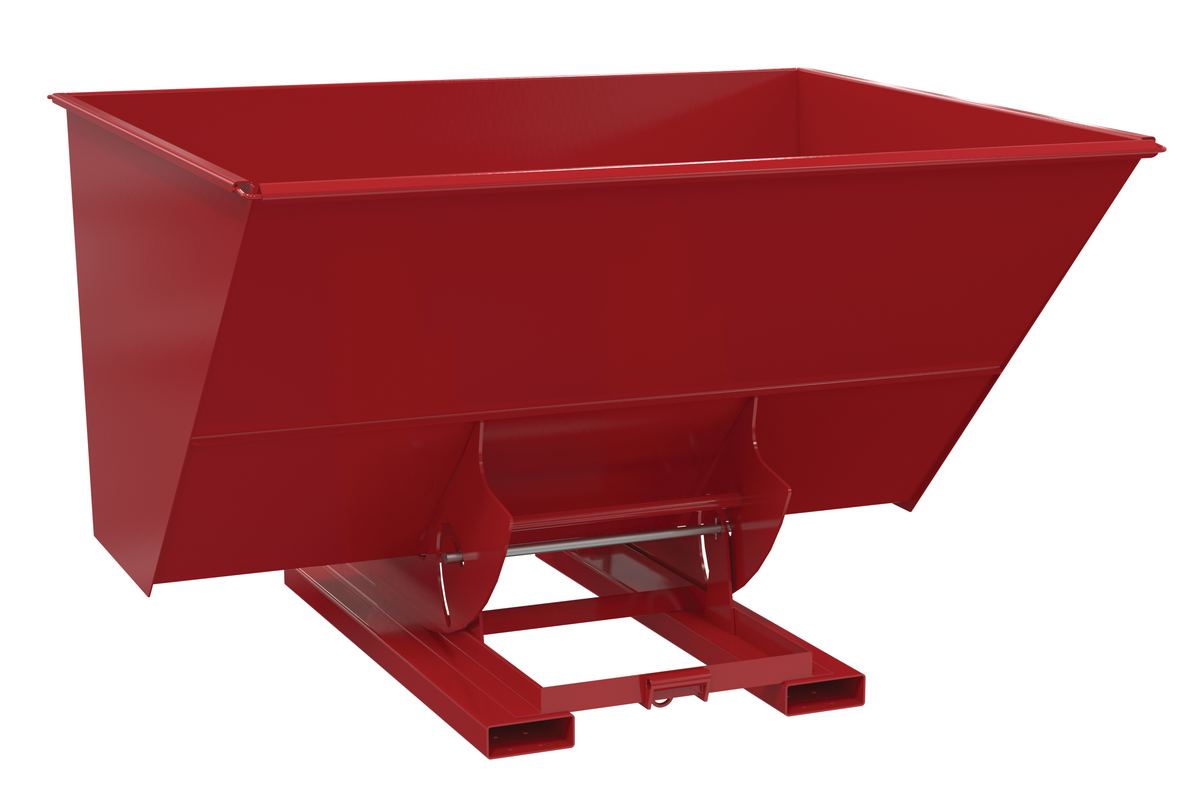 Vestil Steel Light Duty No Bump and Dump Hopper - 3 Cubic Yard 2000 lb - Soda Red