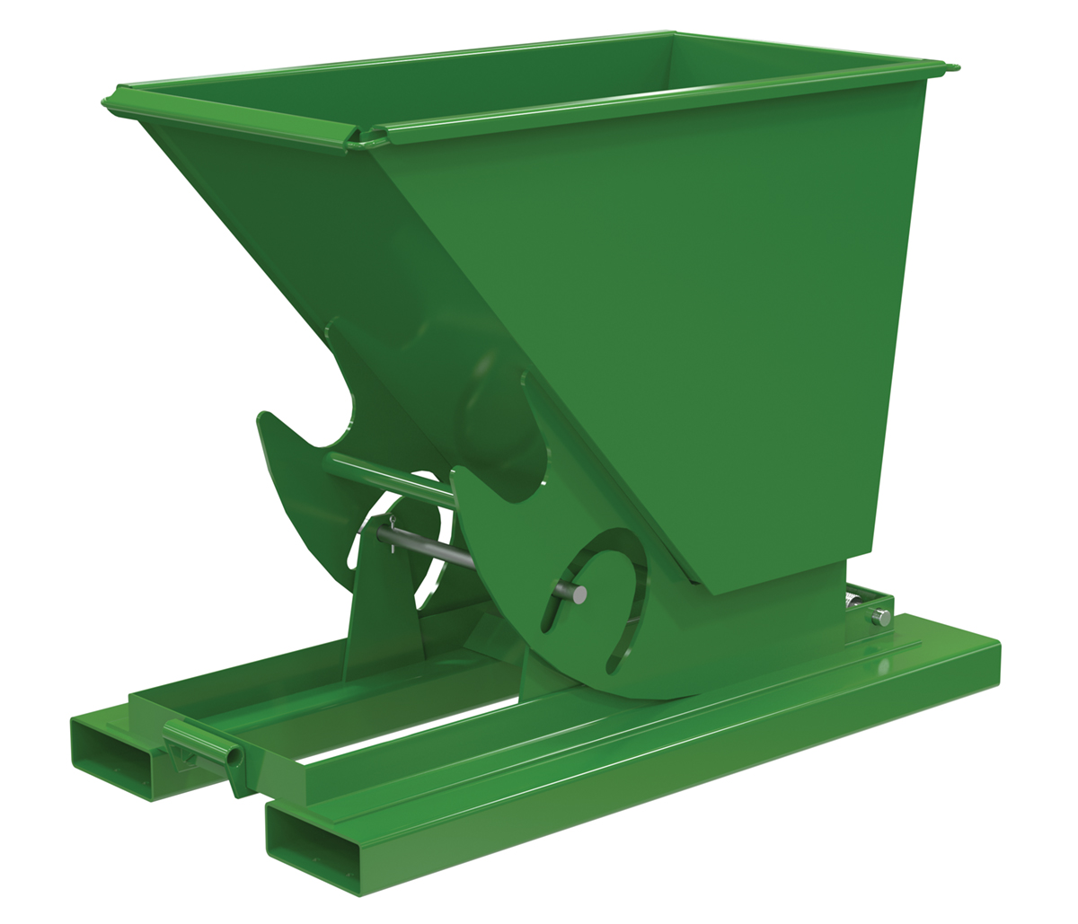Vestil Steel Medium Duty No Bump and Dump Hopper - 1/4 Cubic Yard 4000 lb - Tractor Green