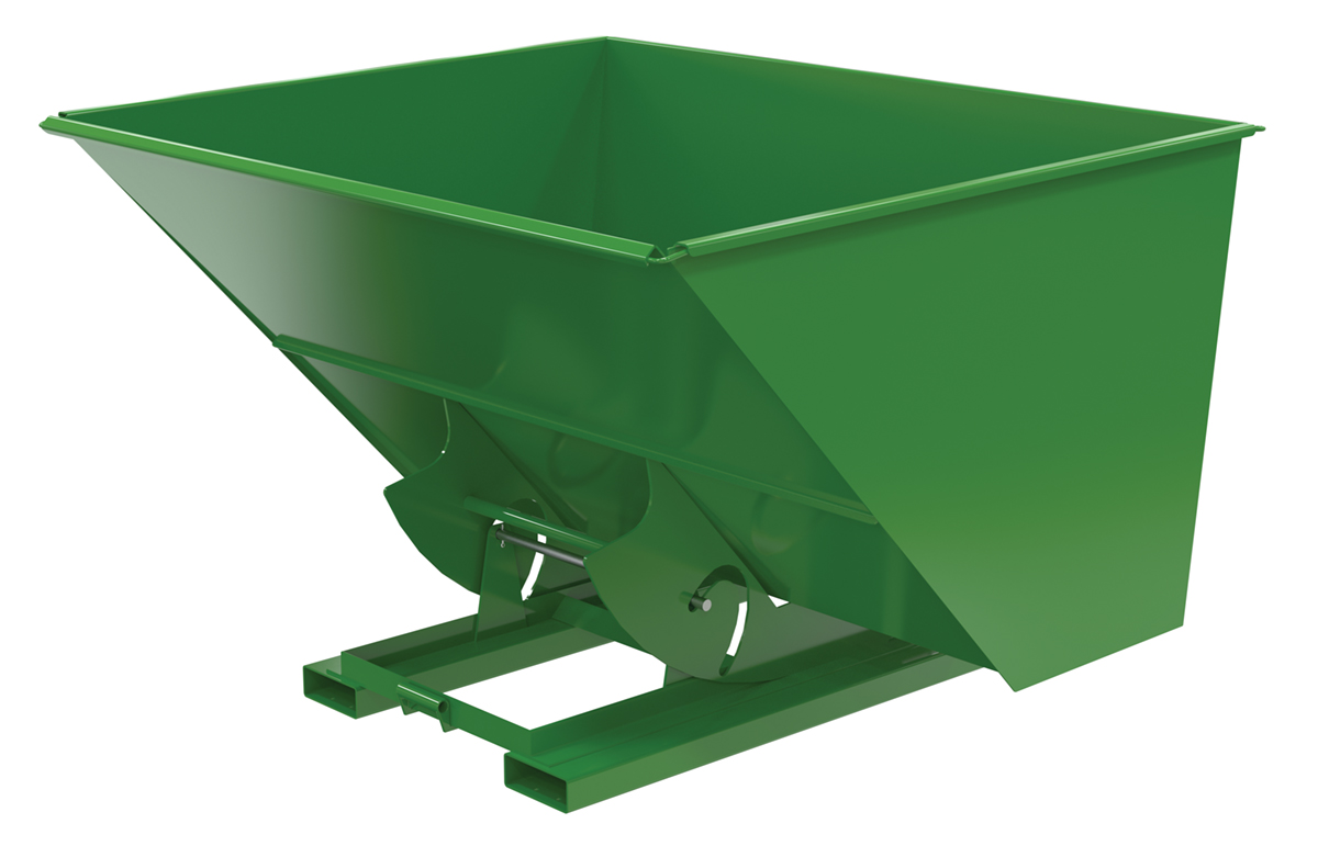 Vestil Steel Medium Duty No Bump and Dump Hopper - 3 Cubic Yard 4000 lb - Tractor Green