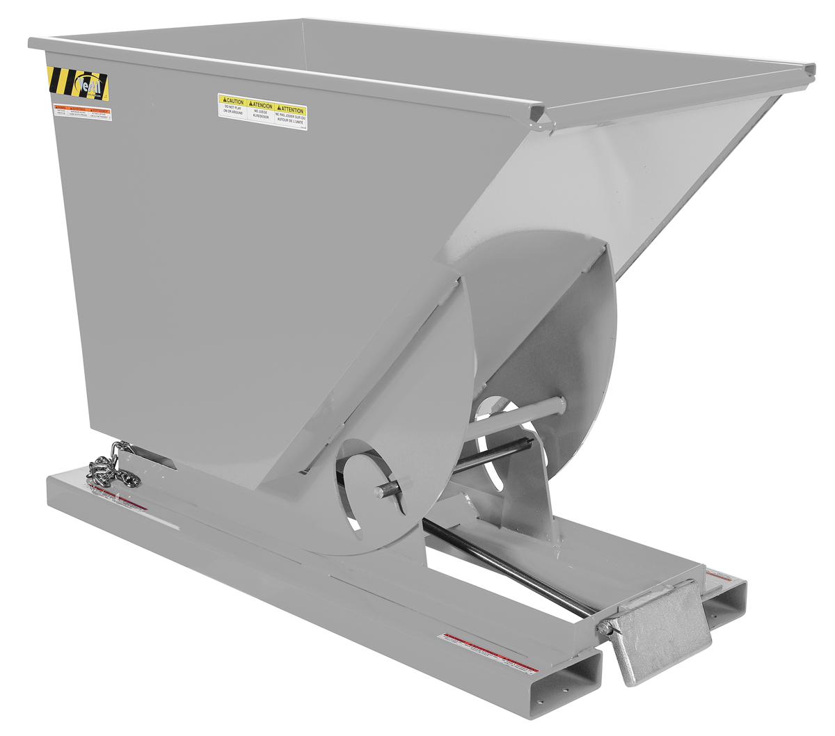 Vestil Steel Light Duty Self Dumping Hopper - 3/4 Cubic Yard 2000 lb - Silver Lining
