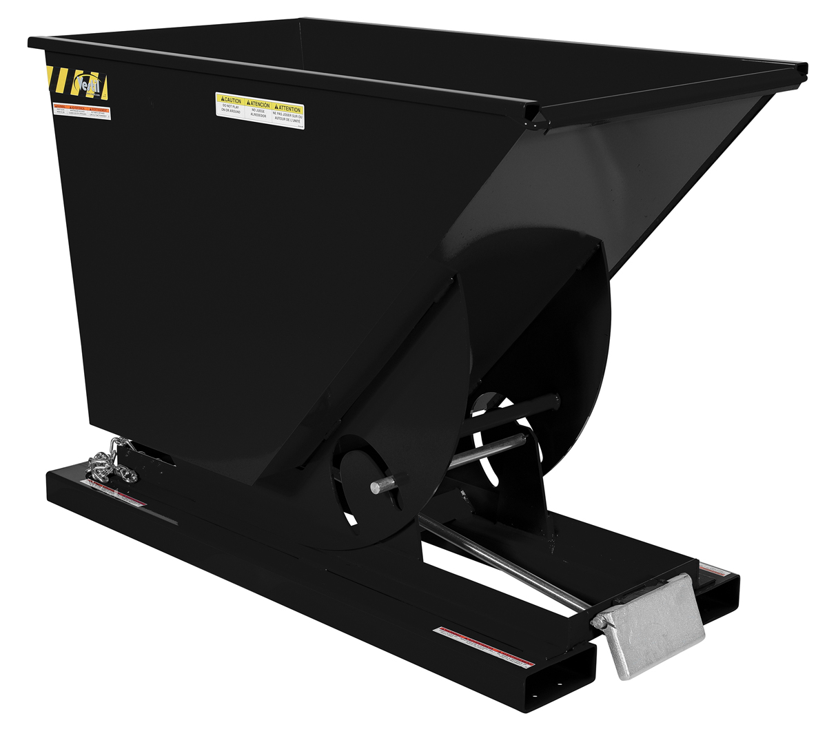 Vestil Steel Light Duty Self Dumping Hopper - 3/4 Cubic Yard 2000 lb - Semi Gloss Black