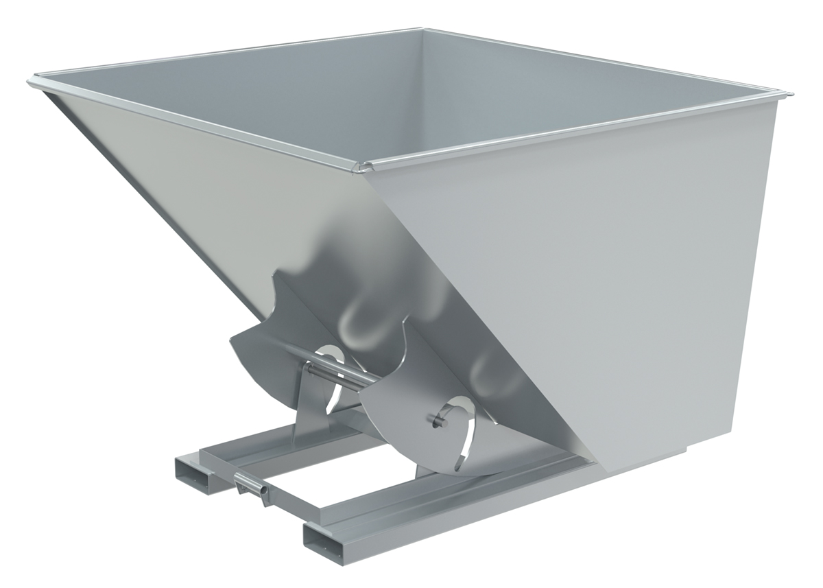 Vestil Steel Medium Duty No Bump and Dump Hopper - 2-1/2 Cubic Yard 4000 lb - Silver