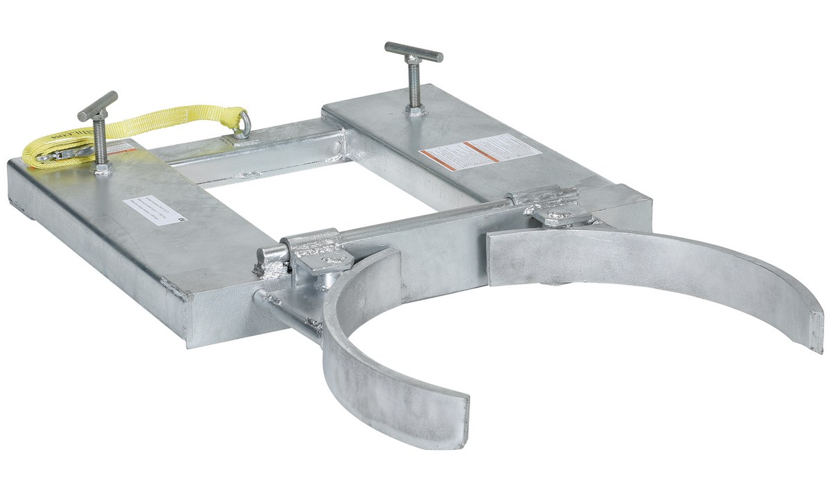 Vestil Galvanized Steel Deluxe Single Drum Gripper - 55 Gallon 43-3/16 In. x 28 In. x 7-1/8 In. 1500 lb - Gray