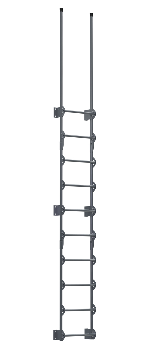 Vestil Steel Walk Through Dock Ladder - 10 Step 300 lb - Gray Semi Gloss