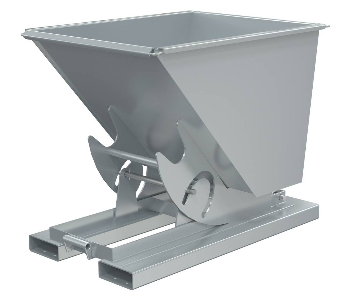 Vestil Steel Heavy Duty No Bump and Dump Hopper - 1/2 Cubic Yard 6000 lb - Silver